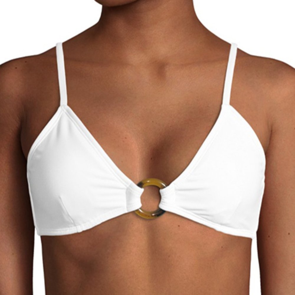 Bikini Top White Strappy Ring Juniors Jrs LARGE 11 13